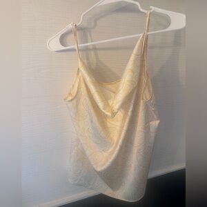 Cream Paisley Cowl Neck Tank Top